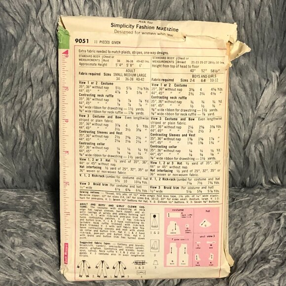 Simplicity 7162 Clown Costume Pattern Size Kids 6-8 - Picture 2 of 7